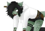 anthro blood bodily_fluids caucau123 felid feline female gore khaela mammal solo tattoo undead white_eyes