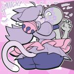 1:1 2026 absurd_res accessory ahoge ambiguous_gender animal_ears animal_humanoid animal_tail anon assertive assertive_female assertive_humanoid big_butt biped blush blush_lines bottom_heavy bottomwear breasts butt chu_(sound_effect) clothed clothed_female clothed_humanoid clothing deltarune dipstick_tail duo eyebrows eyelashes eyes_closed felid felid_humanoid feline feline_ears feline_humanoid feline_tail female female/ambiguous female_humanoid fully_clothed fully_clothed_female fully_clothed_humanoid fur furrowed_eyebrows ghost hair hair_accessory hair_bell hi_res huge_butt humanoid inner_ear_fluff irritable_ghost_(deltarune) kiss_mark kiss_mark_on_face kissing kissing_sound_effect legwear lightner lips lipstick lipstick_on_face looking_pleasured mad_mew_mew makeup making_out mammal mammal_humanoid markings mew_mew_(undertale) mk210 overwhelmed pantyhose pigtails pink_bottomwear pink_clothing pink_skirt purple_body purple_bottomwear purple_clothing purple_ears purple_hair purple_legwear purple_lips purple_lipstick purple_shirt purple_skirt purple_topwear reaction_shot rear_view shirt simple_background skirt smooch_(sound_effect) spiral spiral_eyes spirit tail tail_markings thick_eyebrows thick_lips thick_thighs topwear trans_(lore) trans_woman_(lore) tuft undertale_(series) white_inner_ear_fluff white_tail_tip wide_hipped_female wide_hipped_humanoid wide_hips