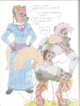 accident anthro armor bodily_fluids brown_body brown_fur clothing combat_gear crouching dolores_(tishitathebaby) dominant dominant_female dress duo english_text eyewear feces female female/female fur genital_fluids glasses green_eyes hair hi_res hyena mammal markings omorashi onomatopoeia pink_hair poop_desperation pooping red_hair round_glasses soiled soiled_bottomwear soiling soiling_pants soiling_shorts sound_effects splash spots spotted_body spotted_fur submissive submissive_female tail text tishita tishitathebaby traditional_media_(artwork) unconvincing_armor urine urine_drip urine_on_ground urine_on_leg urine_pool urine_stream wearing_glasses wetting
