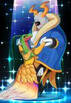 alternate_version_at_paywall ambiguous/ambiguous ambiguous_gender anthro beauty_and_the_beast blush clothing disney dress dusknoir dusknoir_(eotds) generation_3_pokemon generation_4_pokemon goopyarts green_body grovyle grovyle_the_thief hi_res male_(lore) multicolored_body nintendo parody pokemon pokemon_(species) pokemon_mystery_dungeon red_body semi-anthro solo spike_chunsoft two_tone_body