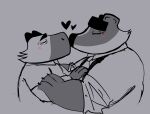 2026 anthro badger beastly_crimes beastly_crimes_(2024) bencomedion biped blush capybara caviid chief_badger claws clothing duo fan_character heart_symbol hi_res kissing male male/male mammal mustelid musteline rodent shirt simple_background topwear