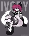 2026 :< anthro armwear artist_name black_body black_nose boots bottomwear clothed clothing domestic_cat english_text eye_through_hair felid feline felis fishnet_armwear fishnet_clothing footwear glowing glowing_tail gradient_arms gradient_body grey_background hair hand_behind_head hi_res ivory_(purrmaxxing) legwear long_tail looking_at_viewer male male_anthro mammal mouth_closed no_underwear pants pupils purrmaxxing shoelaces shoes side_butt simple_background solo spade_tail tail text thigh_highs topwear torn_bottomwear torn_clothing torn_pants translucent translucent_hair whiskers white_body white_tail white_whiskers