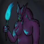 1:1 2026 4_fingers anthro bisected_skull blood blue_fire bodily_fluids breasts colored_blood colored_fire colored_sketch dark dragon featureless_breasts female fingers fire fur furred_scalie glowing glowing_blood glowing_eyes glowing_fluid gore green_blood holding_object holding_torch horror_(theme) mane mythological_creature mythological_scalie mythology purple_body red_eyes scalie sketch solo torch undead unusual_blood unusual_bodily_fluids varinating wounded zombie