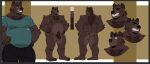 000atanerriaper000 angry anthro balls barefoot bear black_bottomwear black_clothing black_pants blue_clothing blue_shirt blue_topwear bodily_fluids bottomwear brown_body brown_fur butt clothed clothed_anthro clothed_male clothing disgust disgusted_expression disgusted_face ears_up eyebrows feet frank_the_tank_(max_damage) fur genitals happy looking_forward male mammal model_sheet muscular muscular_anthro muscular_male navel nipples nude pants penis saliva shirt smile solo standing strong_fat tail teeth teeth_showing topwear