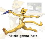 2026 anthro biped bokdan0 breasts claws countershade_torso countershading digital_media_(artwork) english_text featureless_breasts felid female finger_claws fur haters_gonna_hate hi_res holding_object holding_umbrella jumping katia_managan khajiit mammal meme microsoft multicolored_body multicolored_fur nude nude_anthro nude_female pawpads paws prequel_adventure reference_image solo spread_arms text the_elder_scrolls two_tone_body two_tone_fur umbrella yellow_body yellow_eyes yellow_fur
