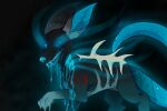 2015 ambiguous_gender black_body blood blood_from_mouth blood_in_mouth blue_blood blue_eyes blue_inner_ear blue_nose bodily_fluids canid canine colored_blood crownedvictory digital_drawing_(artwork) digital_media_(artwork) digitigrade feral glowing glowing_eyes grin mammal paws shaded smile snout solo standing tail unusual_blood unusual_bodily_fluids wounded