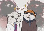 2026 accessory annoyed anthro beanie black_body black_fur blue_body blue_fur bodily_fluids canid canine clothed clothing cody_(lust_shards) collared_shirt colored countershading digital_drawing_(artwork) digital_media_(artwork) dipstick_ears domestic_cat dragon dress_shirt drooling drooling_cat_(meme) ear_markings english_text eye_roll eyebrows facial_markings facial_tuft felid feline felis fox fox_(socially_awkward) fur group hair hat head_markings headgear headwear hi_res hybrid jayce_(socially_awkward) leopard_spots lust_shards male mammal markings meme multicolored_ears murizy muzzle_(marking) mythological_creature mythological_scalie mythology narrowed_eyebrows narrowed_eyes necktie open_mouth pantherine pink_nose pivoted_ears saliva scalie scribbles scribbles_(lust_shards) shirt snow_leopard socially_awkward sparkles spots striped_markings stripes sweater tank_top text topwear tuft watermark white_body white_fur