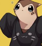  2022 biped blush brown_body brown_fur clothing feral fur furret hi_res ke_mo_suke kemono nintendo pok&eacute;mon pok&eacute;mon_(species) shirt simple_background solo topwear video_games yellow_background 