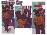 4:3 absurd_res anthro balls blush bottomless bottomless_anthro bottomless_male brickwork brother_(lore) brothers_(lore) cain_(judasthesinner) clothed clothing comic dialogue dialogue_box duo ear_piercing embarrassed embarrassed_horny english_text exhibitionism femboy flaccid footwear genitals heart_symbol hi_res hoodie incest_(lore) judas_(judasthesinner) judasthesinner kiss_on_lips kissing kissing_sound_effect lagomorph leporid making_out male male/male mammal muscular nipples nude nude_anthro nude_male outside penis piercing public public_exposure public_nudity rabbit red_clothing red_footwear red_shoes shoes sibling_(lore) sidewalk smooch_(sound_effect) surprise_kiss surprised text topwear walking yellow_sclera