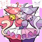 1:1 2026 absurd_res accessory ahoge animal_ears animal_humanoid animal_tail big_butt biped blush blush_lines bottomwear breast_squish breasts breasts_frottage butt clothed clothed_female clothed_humanoid clothing darkner deltarune dipstick_tail duo eyebrows eyelashes eyes_closed felid felid_humanoid feline feline_ears feline_humanoid feline_tail female female/female female_humanoid fully_clothed fully_clothed_female fully_clothed_humanoid fur furrowed_eyebrows ghost gloves hair hair_accessory hair_bell hand_on_another's_hip hand_on_hip handwear heart_reaction heart_symbol hi_res hug hugging_another humanoid humanoid_on_humanoid inner_ear_fluff irritable_ghost_(deltarune) kissing legwear lighter looking_pleasured mad_mew_mew making_out mammal mammal_humanoid markings meow mew_mew_(undertale) mk210 pantyhose pigtails pink_(deltarune) pink_bottomwear pink_clothing pink_ears pink_hair pink_legwear pink_shirt pink_skirt pink_topwear purple_body purple_bottomwear purple_clothing purple_ears purple_hair purple_legwear purple_shirt purple_skirt purple_topwear raised_eyebrows reaction_shot selfcest shirt side_view simple_background skirt sound_effects spirit square_crossover squish tail tail_markings text thick_eyebrows thick_thighs topwear trans_(lore) trans_woman_(lore) tuft undertale_(series) white_bottomwear white_clothing white_gloves white_handwear white_inner_ear_fluff white_skirt white_tail_tip wide_hipped_female wide_hipped_humanoid wide_hips