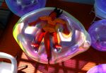  anthro bubble chair clothing dress enjoyment female furniture hi_res horn inside lizard orange_clothing orange_dress relaxing reptile scalie skeletorskeletonized soft solo squish table 