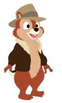  absurd_res anthro bottomless brown_body brown_fur buckteeth chip_(disney) chipmunk clothed clothing coat darkbolt disney fur ground_squirrel hat headgear headwear hi_res male mammal rodent sciurid solo teeth topwear 