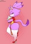  anthro berkthejerk big_butt blaze_the_cat blush butt doll domestic_cat felid feline felis female hi_res high_heels looking_at_viewer mammal sega silver_the_hedgehog solo sonic_the_hedgehog_(series) wide_hips 