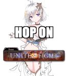  1girl absurdres censored choker cowboy_shot expressionless granblue_fantasy hair_ornament highres impact_(font) lyrinne meme navel no_bra no_panties novelty_censor purple_eyes sketch solo standing thighhighs white_hair yuni_(granblue_fantasy) 