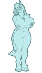  2022 anthro areola big_breasts breasts conditional_dnp equid equine female fingers front_view genitals hi_res hooves horse huge_breasts looking_at_viewer mammal navel nipples pussy simple_background smile solo sugarlesspaints white_background 