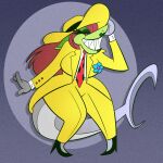  clothing female fish flower_on_body hat headgear headwear hi_res marine necktie shark the_mask trevor-fox yellow_suit 