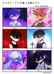  6+boys alternate_eye_color antenna_hair artist_name bad_id bad_twitter_id black_eyes black_hair black_sweater_vest black_tank_top blue_overalls blue_sweater bow bow_hairband bright_pupils brown_eyes brown_hair closed_mouth collarbone collared_pajamas collared_shirt colored_skin commentary_request crying crying_with_eyes_open double-parted_bangs dual_persona earrings flower green_hair hair_between_eyes hair_ornament hairband hairclip hero_(faraway)_(omori) hero_(headspace)_(omori) hero_(omori) heterochromia highres holding holding_flower holding_paint_palette image_sample jewelry knife korean_commentary korean_text lamppost lily_of_the_valley long_hair long_sleeves looking_at_viewer male_focus mixed-language_text morivivi3 multiple_boys omori omori_(omori) one_eye_closed open_mouth overalls paint_palette pajamas parted_lips pink_bow pink_hairband pink_scarf pink_sweater pinwheel pointy_ears purple_eyes purple_hair purple_skin rococo_(omori) scarf shirt short_hair short_sleeves spoilers striped_clothes striped_pajamas sunny_(omori) sweater sweater_vest tank_top tears translation_request twitter_sample twitter_username vertical-striped_clothes vertical-striped_pajamas white_eyes white_pajamas white_pupils white_shirt white_skin yellow_eyes 