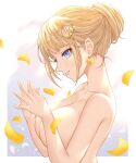  1girl absurdres bangs blonde_hair blue_eyes blush breasts commentary earrings english_commentary eyebrows_visible_through_hair hair_ornament heart heart_earrings highres hololive hololive_english honkivampy jewelry large_breasts monocle_hair_ornament smile virtual_youtuber watson_amelia 