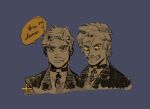  2boys aged_up alternate_universe animification bill_cipher bipper clerical_collar colored_sclera dipper_pines dual_persona facial_mark forehead_mark gravity_falls grin male_focus multiple_boys nose official_alternate_costume possessed priest shirt short_hair sketch slit_pupils smile speech_bubble wamaii wide_mouth yellow_sclera 
