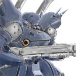  bazooka_(gundam) cable commentary gun gundam gundam_0080 highres holding holding_gun holding_weapon kampfer_(mobile_suit) kuroneko_koubou mecha mecha_focus mobile_suit no_humans one-eyed_mecha pink_eyes pump_action radio_antenna robot science_fiction shotgun shoulder_spikes simple_background solo spikes weapon white_background zeon 