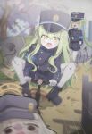  3girls absurdres aoba_(blue_archive) armband black_tail blonde_hair blue_archive blue_armband blue_boots blue_hat blue_jacket blue_skirt boots buttons chasing commentary_request demon_girl demon_tail double-breasted earrings fang gloves green_hair green_halo halo hat highres hikari_(blue_archive) jacket jewelry laughing long_hair miniskirt motion_blur multiple_girls naaga_sonomono nozomi_(blue_archive) open_mouth orange_halo outdoors pantyhose park peaked_cap pointy_ears riding_tricycle single_earring skin_fang skirt squiggle_eyes tail train_conductor tree tricycle twintails white_gloves white_pantyhose yellow_eyes 