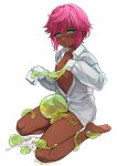 1boy after_ejaculation blue_eyes blush collarbone collared_shirt commission commissioner_upload cum cum_pool cumdrip_from_penis dark-skinned_male dark_skin dress_shirt embarrassed grabbed_by_tentacles gwauria highres indie_virtual_youtuber light-skinned_soles long_sleeves looking_at_viewer male_focus navel nico_aternia_soft nipples non-web_source open_clothes penis rape seiza shirt short_hair sitting slime_(creature) slime_(substance) slimejob small_penis solo star-shaped_pupils star_(symbol) symbol-shaped_pupils tentacles tentacles_on_male trap white_background white_shirt 