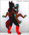 anthro canid canine canis domestic_dog duo hi_res holding_(disambiguation) male male/male mammal moan pinned pinned_to_wall samuelwolfo sex size_difference spread_legs spreading tongue tongue_out wolf 
