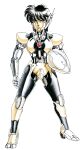  1990s_(style) 1boy android antennae arm_shield black_eyes black_hair cable closed_mouth english_commentary full_body gem highres joints looking_at_viewer mechanical_arms mechanical_legs official_art ozaki_toyo phantasy_star phantasy_star_iii red_gem retro_artstyle robot robot_joints searren_(phantasy_star) shield simple_background skin_seams solo white_background 