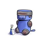  1other ambiguous_gender amputee artist_name bandages commentary dated derivative_work discord english_commentary english_text flower highres lazzyrus limbless_girl_in_hospital_(meme) meme parody quadruple_amputee simple_background vase white_background white_flower wumpus wumpus_dying_(meme) 