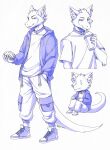  2021 anthro beverage burger chibi clothed clothing collar food fully_clothed hi_res male monochrome rinkusu69 senky sketch sketch_page solo 