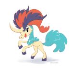  artist_name cartoonized drop_shadow fluffy_hair fluffy_tail horse keldeo keldeo_(ordinary) no_humans pichiicake pokemon pokemon_(creature) pokemon_focus rearing simple_background solo toon_(style) triadic_colors unicorn white_background 
