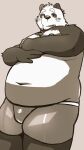  2022 anthro belly big_belly blush bulge clothing giant_panda humanoid_hands kemono male mammal menmen_kesinn navel overweight overweight_male solo underwear ursid 