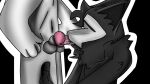  anthro balls black_body black_fur canid canine canis changed_(video_game) duo fellatio fur furry_balls genitals male male/male mammal mask oral penile penis puro_(changed) sex wolf 