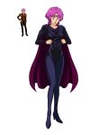 1girl black_capelet capelet commentary_request cosplay fuala_griffon gimojji2571 gold_headwear gold_tiara gundam haman_karn haman_karn_(cosplay) highres pink_hair short_hair simple_background tiara two-tone_capelet victory_gundam white_background zanscare zeta_gundam 