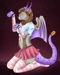  anthro armwear clothing crop_top cuffs_(clothing) domestic_cat dragon dress felid feline felis female footwear genitals girly hi_res hybrid invalid_tag mammal nude pussy samuelwolfo shirt socks solo spread_wings topwear wings 