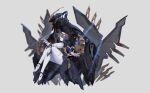  1girl absurdres black_skin breasts brown_hair closed_mouth colored_skin commentary crossed_legs full_body grey_background haze/reverb high_heels highres humanoid_robot joints large_breasts looking_at_viewer multicolored_skin official_art robot robot_girl robot_joints short_hair sitting skin_seams solo thick_thighs thighs two-tone_skin type_t_(haze/reverb) untranslatable_commentary white_skin yellow_eyes zhu_fun 