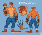  2022 activision anthro claws clothed clothing crash_bandicoot_(series) digital_media_(artwork) fan_character fur hair hi_res long_claws long_nails longblueclaw male muscular muscular_male nipples simple_background solo standing teeth video_games 