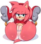  absurd_res amy_rose anthro breasts butt camel_toe clothing eulipotyphlan female genitals green_eyes hair hedgehog hi_res ichig8miruku_(artist) looking_at_viewer mammal pink_body pussy sega simple_background solo sonic_the_hedgehog_(series) 