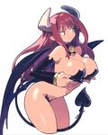  1girl black_tail black_wings breasts curved_horns demon_girl demon_horns demon_tail demon_wings detached_sleeves disgaea highres horns large_breasts long_hair low_wings optionaltypo pointy_ears simple_background smile succubus_(disgaea) tail white_background wings 