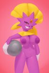  absurd_res alternate_color anthro areola big_breasts breasts dibujosv12 female genitals hi_res holding_object iron_ball mammal mustelid nintendo nipples nude nude_female pok&eacute;mon pok&eacute;mon_(species) pussy shiny_pok&eacute;mon smile solo video_games weavile 