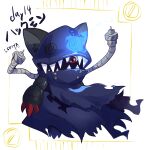  1day1digimon anthro appmon_(species) bandai_namco cape claws clothing digimon digimon_(species) hackmon_(appmon) hi_res hood male ragged_clothing red_eyes shadowed_face sharp_claws sharp_teeth solo teeth 