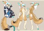  2022 android anthro breasts canid canine clothed clothing digital_media_(artwork) featureless_breasts featureless_crotch female fennec fox fully_clothed fur machine mammal nude robot solo standing yellow_body yellow_fur yshanii 
