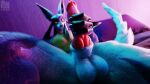  16:9 3d_(artwork) digital_media_(artwork) genitals hi_res lucario male masturbation nintendo penis pok&eacute;mon pok&eacute;mon_(species) video_games widescreen 