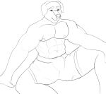  abs anthro bara_tiddies biceps boxer_briefs boxers_(clothing) bulge canid canine canis clothed clothing domestic_dog hi_res jessoji looking_at_viewer male mammal moobs muscular muscular_anthro muscular_male pecs sitting smile solo submissive underwear underwear_only 