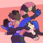  3_toes 4_toes absurd_res anal anal_penetration anthro anthro_on_anthro anthro_penetrated anthro_penetrating anthro_penetrating_anthro anus balls black_body black_fur blep blue_body blue_fur blue_pawpads bodily_fluids body_hair brown_body brown_fur butt butt_grab chest_hair domestic_ferret dripping drooling duo eyes_closed facial_piercing facial_scar feet from_front_position fur genitals girly hand_on_butt hi_res humanoid_genitalia kneeling lying male male/male male_penetrated male_penetrating male_penetrating_male mammal markings missionary_position mustela mustelid musteline neck_tuft nose_piercing nose_ring nude on_back orange_background pawpads paws penetration perineum piercing procyonid raccoon raised_tail ring_(marking) ringtail saliva saliva_drip saliva_string scar sex simple_background spread_butt spreading tail_markings the_xing1 toes tongue tongue_out true_musteline tuft 