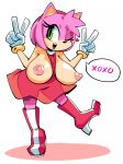  amy_rose anthro big_breasts boots box_chan breasts clothing dress eulipotyphlan exposed_breasts female footwear gesture green_eyes hair hedgehog hi_res high_heeled_boots high_heels huge_breasts looking_at_viewer mammal one_eye_closed pink_body pink_hair sega simple_background smile smiling_at_viewer solo sonic_the_hedgehog_(series) translucent translucent_clothing v_sign wardrobe_malfunction white_background wink winking_at_viewer 