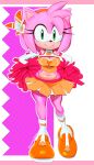  amy_rose anthro breasts cashumeru cheerleader cleavage clothed clothing dreamcast_logo eulipotyphlan female green_eyes hedgehog hi_res looking_at_viewer mammal navel sega solo sonic_the_hedgehog_(series) 