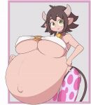  animal_print animated baby_bump belly_rub big_breasts bouncing_breasts bovid bovine breasts cow_print cowbell female guinea_(interspecies_reviewers) holstaurus huge_breasts humanoid hyper hyper_pregnancy interspecies_reviewers mammal marazzan pregnant solo 
