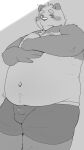  2022 anthro balls_outline belly big_belly blush bulge clothing genital_outline giant_panda hi_res humanoid_hands kemono male mammal menmen_kesinn moobs navel nipples overweight overweight_male solo underwear ursid 