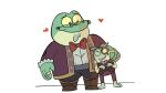  &lt;3 2022 amphibia_(series) amphibian anthro beard beargarbage bow_tie clothed clothing disney duo eyewear facial_hair frog glasses green_body hi_res humanoid_hands male male/male mayor_toadstool simple_background size_difference 